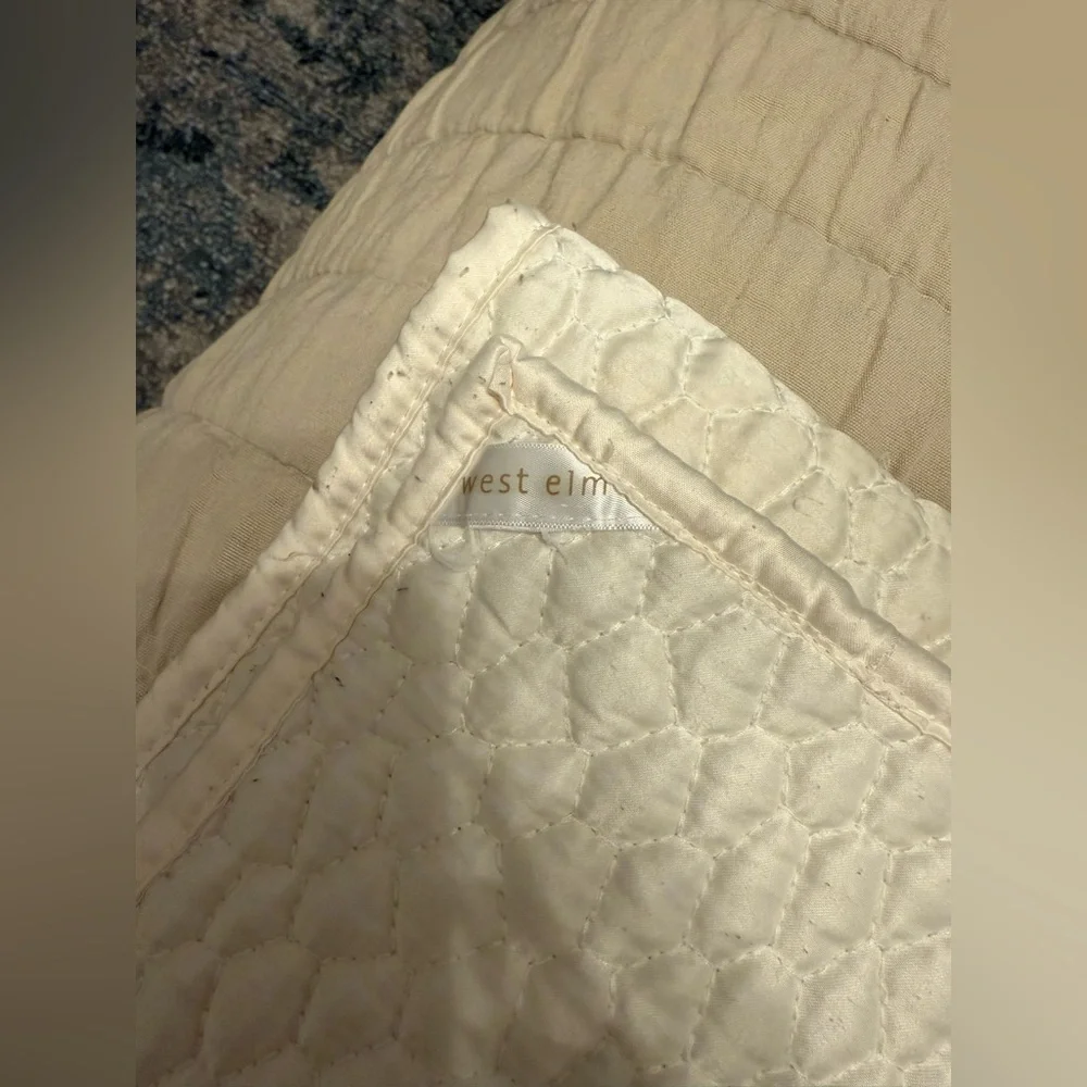 West Elm Cream Silky Quilt Bedding