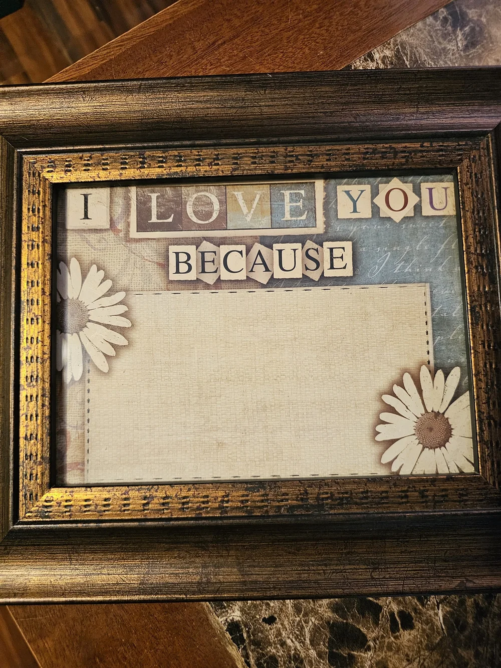 Celebrating Homes Rustic Brown 'I Love You Because' Decorative Dry Erase Frame