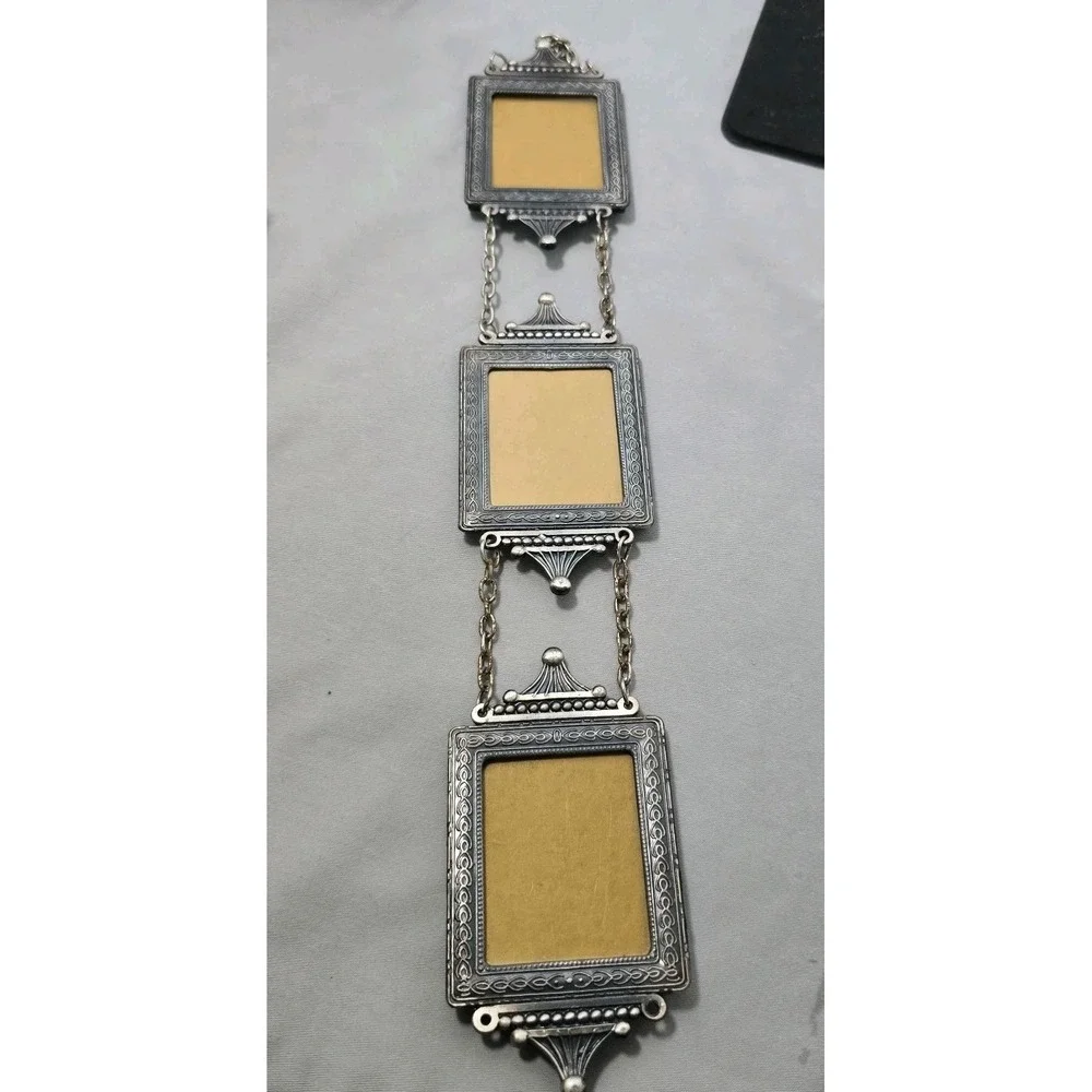 Vtg 3 Piece Hanging Ornate Pewter Picture Frames 70s 80s 90s