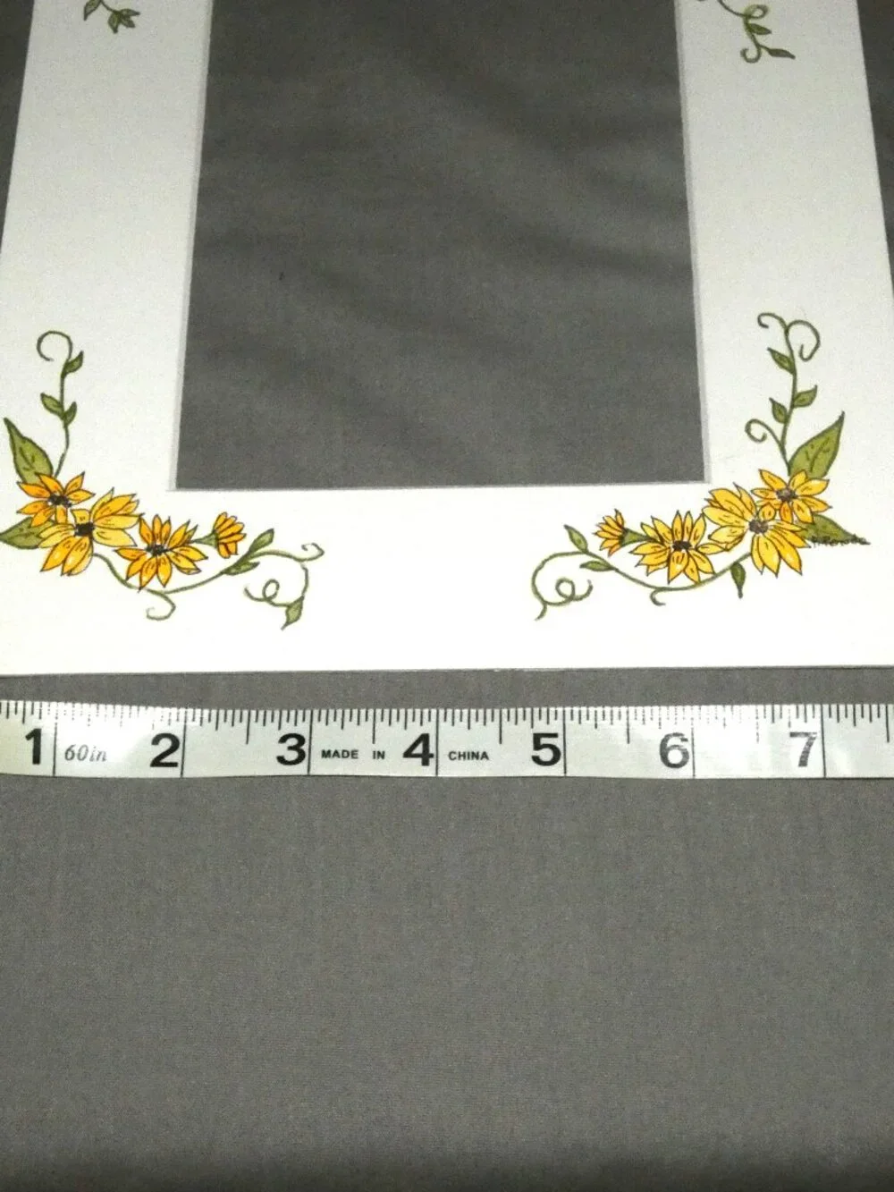 Hand Painted White Picture Frame Mat Photo Mat Blue Butterfly Yellow Flowers