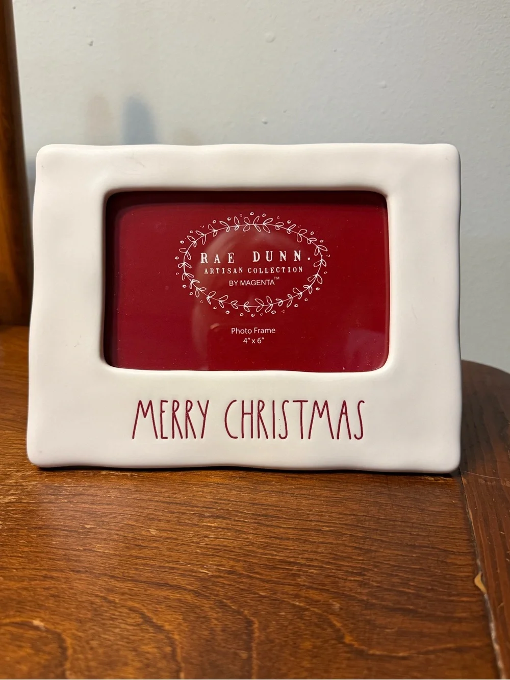 Rae Dunn White Ceramic Frame with Red Accent - Merry Christmas