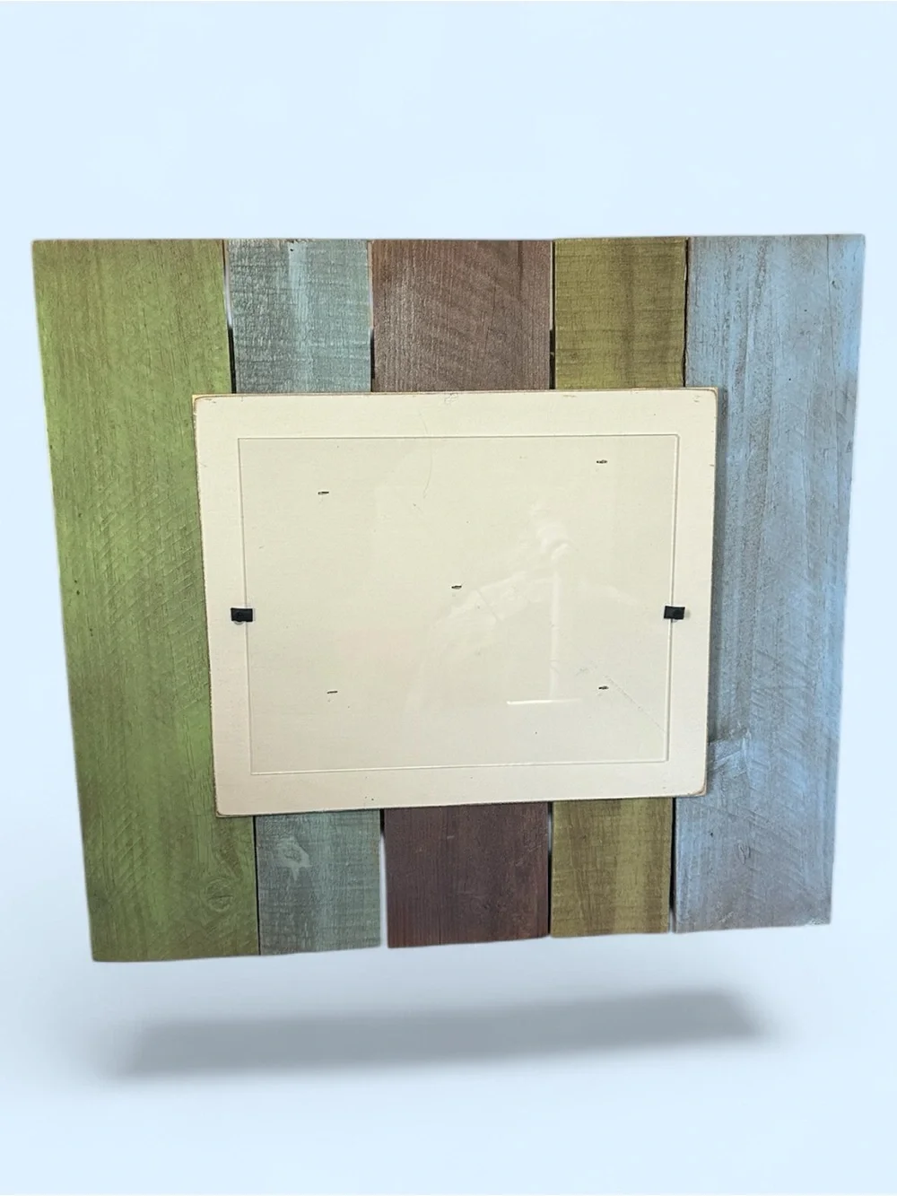 Multi-Tone Rustic Slat Wood Picture Frame - Green, Blue, Brown