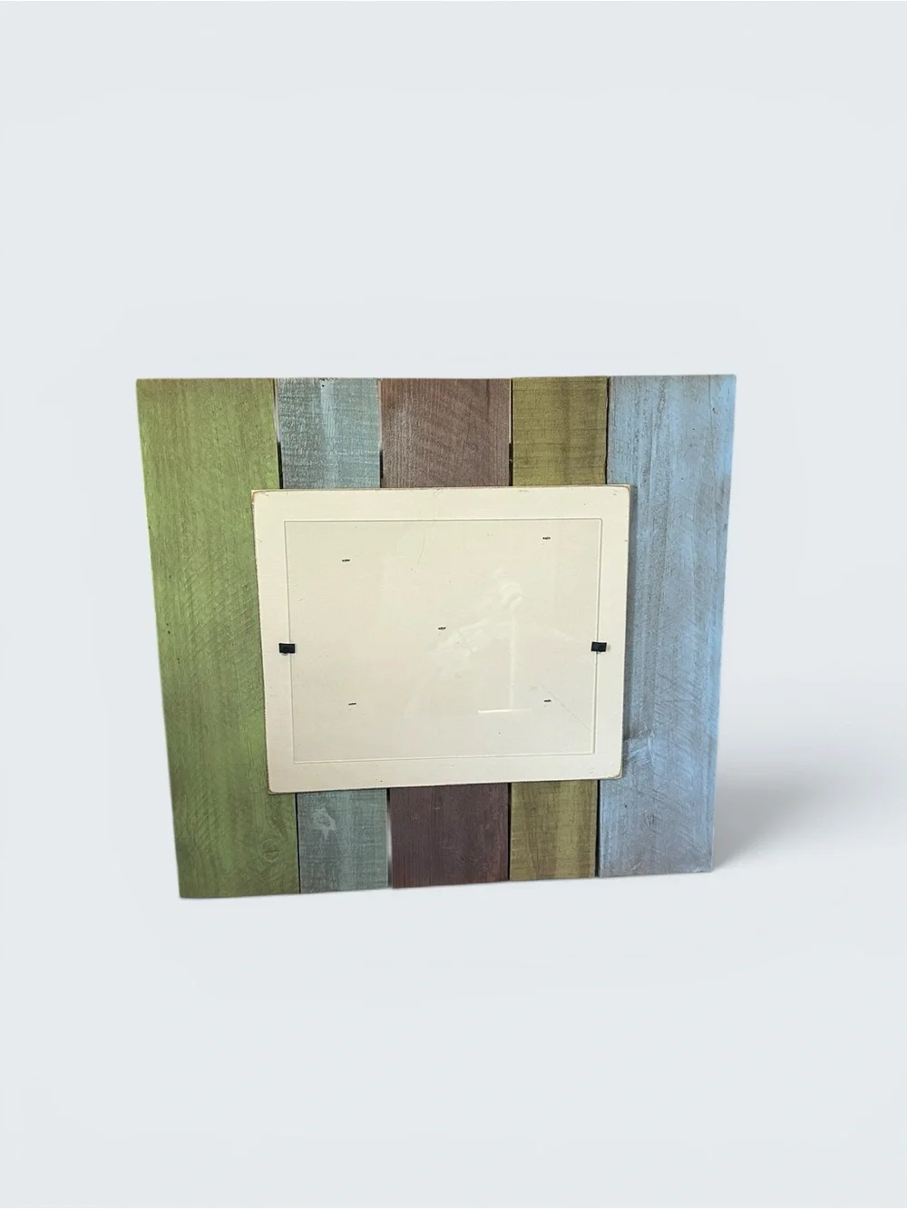 Multi-Tone Rustic Slat Wood Picture Frame - Green, Blue, Brown